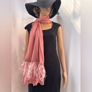 Silk Pink Chiffon Feather Wrap